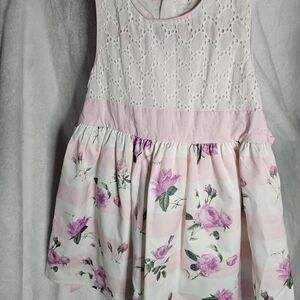 Charming Pink and White Floral Kids Dress